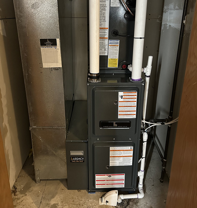 A freshly completed furnace installation in Fargo, ND